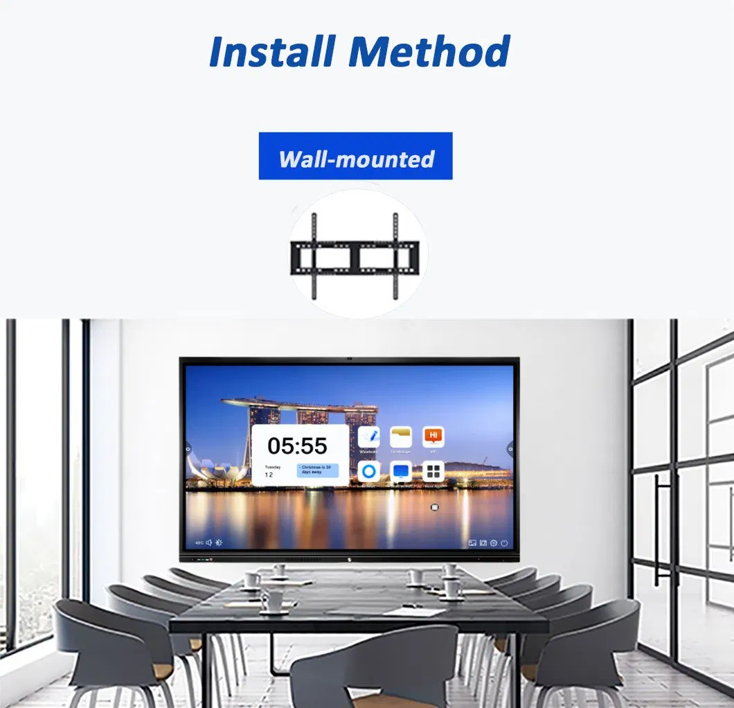 55 65 75 86 98 110 Inch Android 13 Interactive Whiteboard Touch Screen Whiteboard Built in Camera Microphone Interactive Flat Panel for Education and Conference